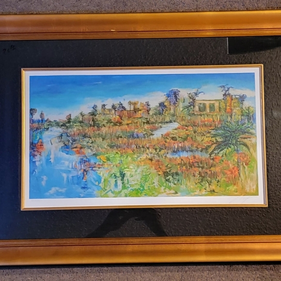 YUVAL WOLFSON GALLERY PIECE SERIGRAPH AUTUMN REFLECTIONS SIGNED 21X30" FRAMED - Picture 6 of 8